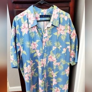 Ralph Lauren 3XB Big Button Shirt Short Sleeve Hawaiian Camp Floral Tropical
